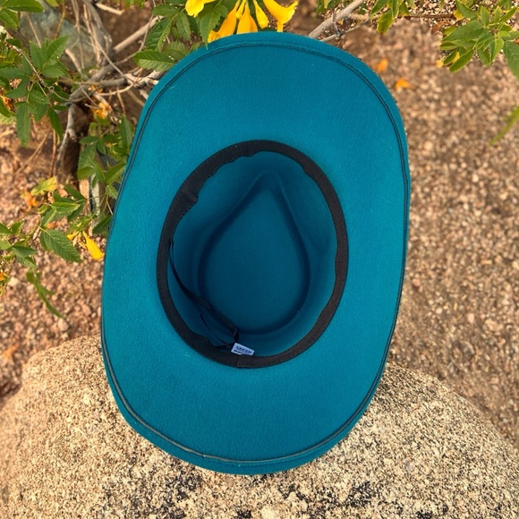 Western Rustic Cowboy Hat "The Josie"⭐️NWT Teal Wide-Brim, Beaded Band LAST ONE - Picture 8 of 13